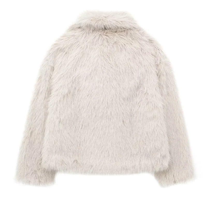 HXAO White Faux Fur Coat 2024 Woman New in coats Autumn Winter Fur Plush Fluffy - View 10