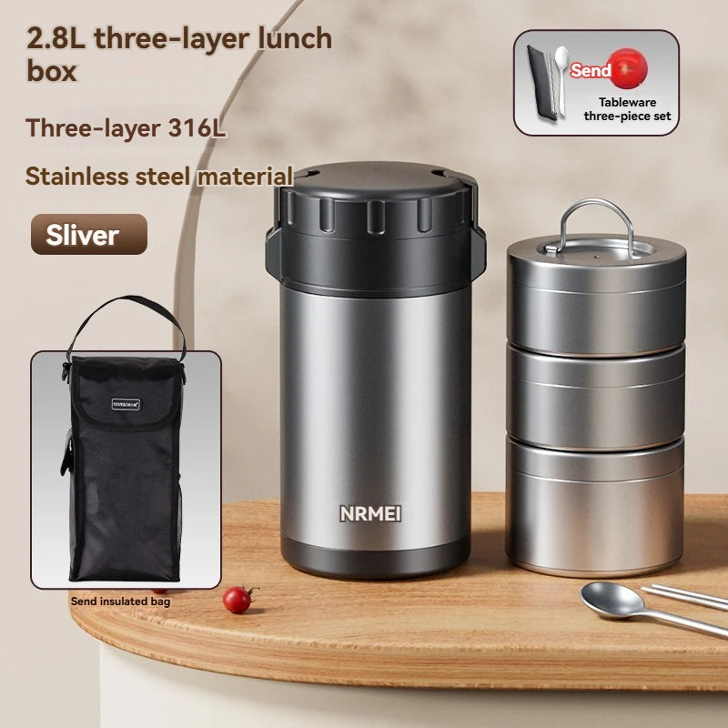 Stainless Steel Lunch Box, Large Capacity, Outdoor Bento Box,