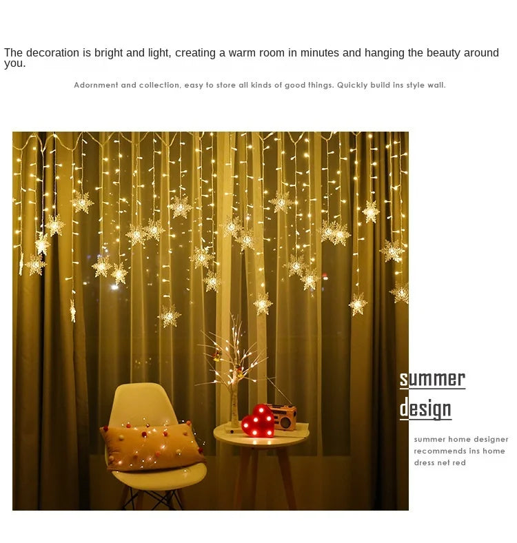 Christmas Light 3.5m Led Snowflake Garland Curtain String Fairy Lights - Pattern Detail