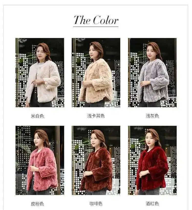 Real Rabbit Fur Coat Women Winter Jacket Short Loose Size Thick Warm Fluffy Coat - View 9