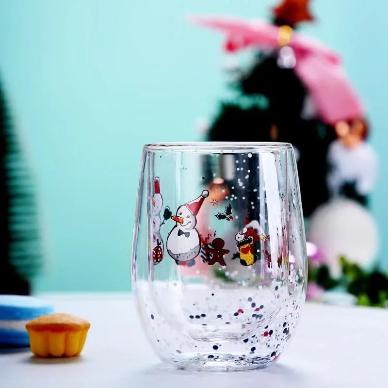 Christmas Double Wall Glass Cup Heat-resistant Water Cup Christmas Tre - Packaging View