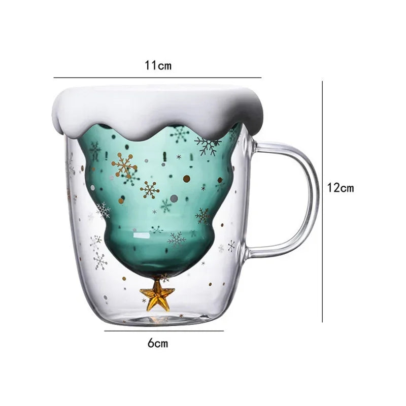 Christmas Gift 300ml Christmas Tree Glass Cup Creative Heat-Resistant - Close-up View