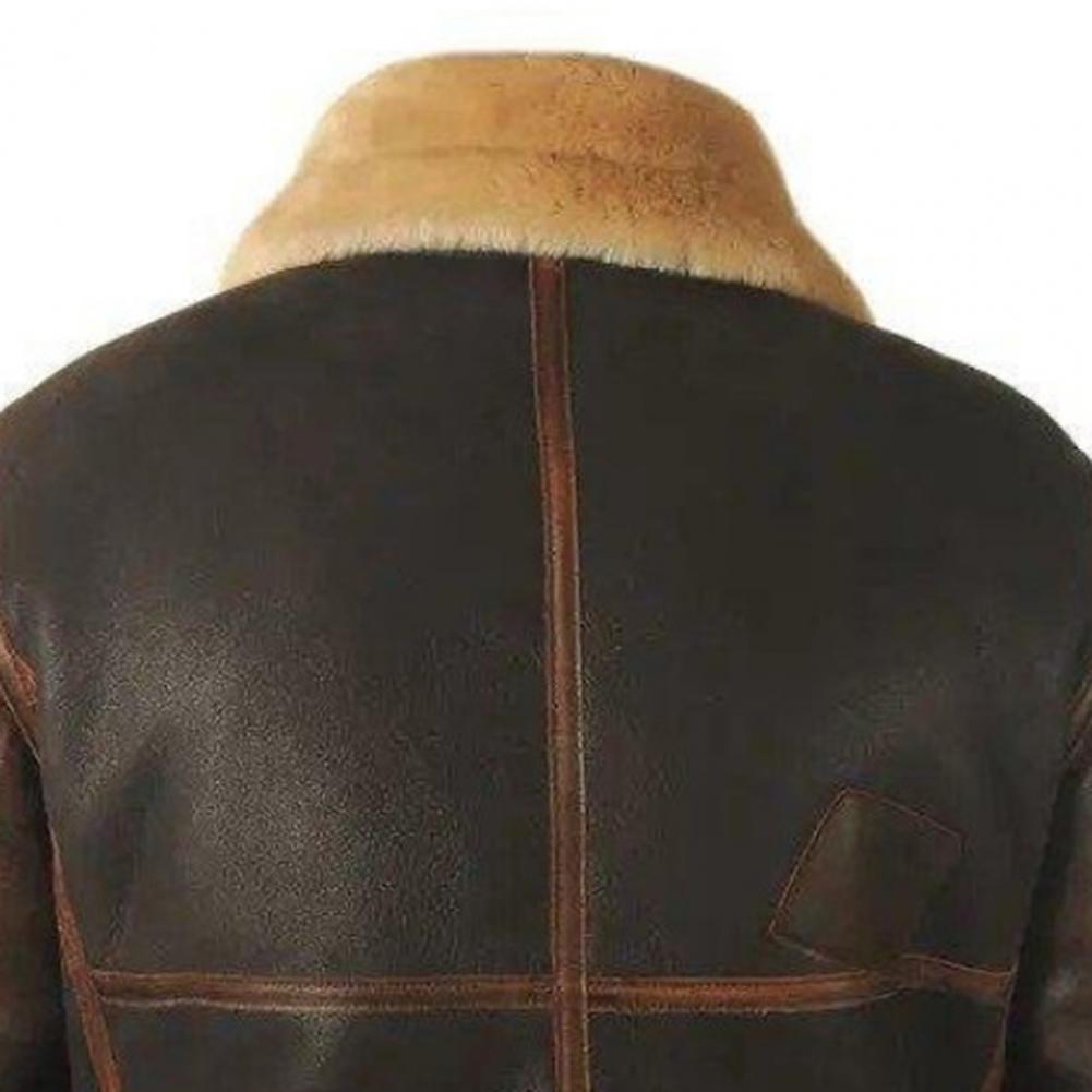 Men Jacket Plush Lining Fur Collar Men's Leather Jackets Thickened Windproof PLu - View 14