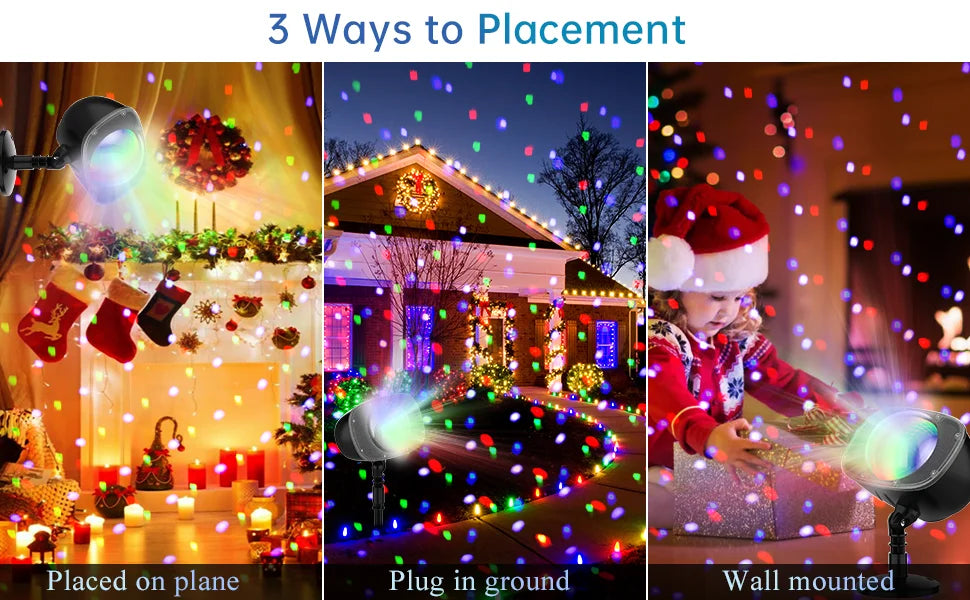 Christmas Snowfall Projection Lights Indoor Outdoor Holiday Lights Wit - Feature Highlight