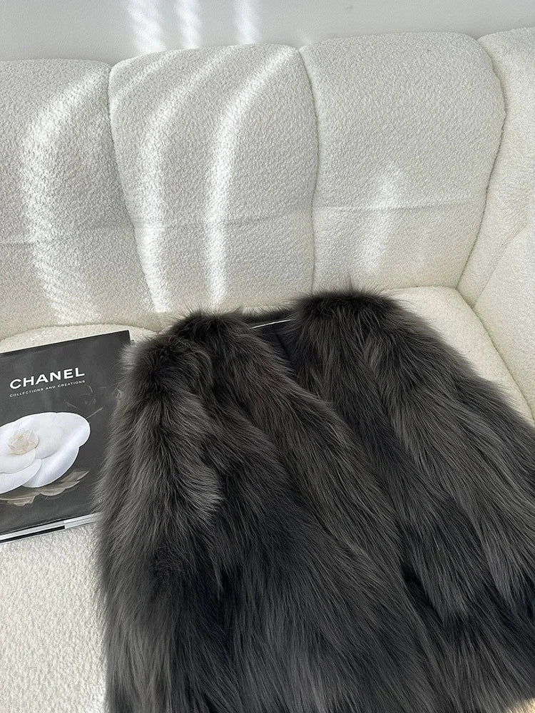 Eco-Friendly Fur Coat Young Sle V-Ne Women's Jaet Thi ort Faionable Winter Oute - View 5