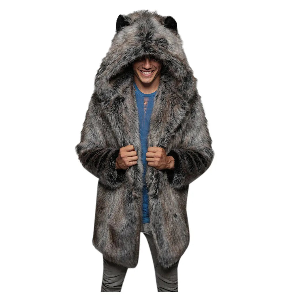 Casual Imitation Fur Jacket Coat Men's Winter Casual Warm Mink Coats M - Texture Detail