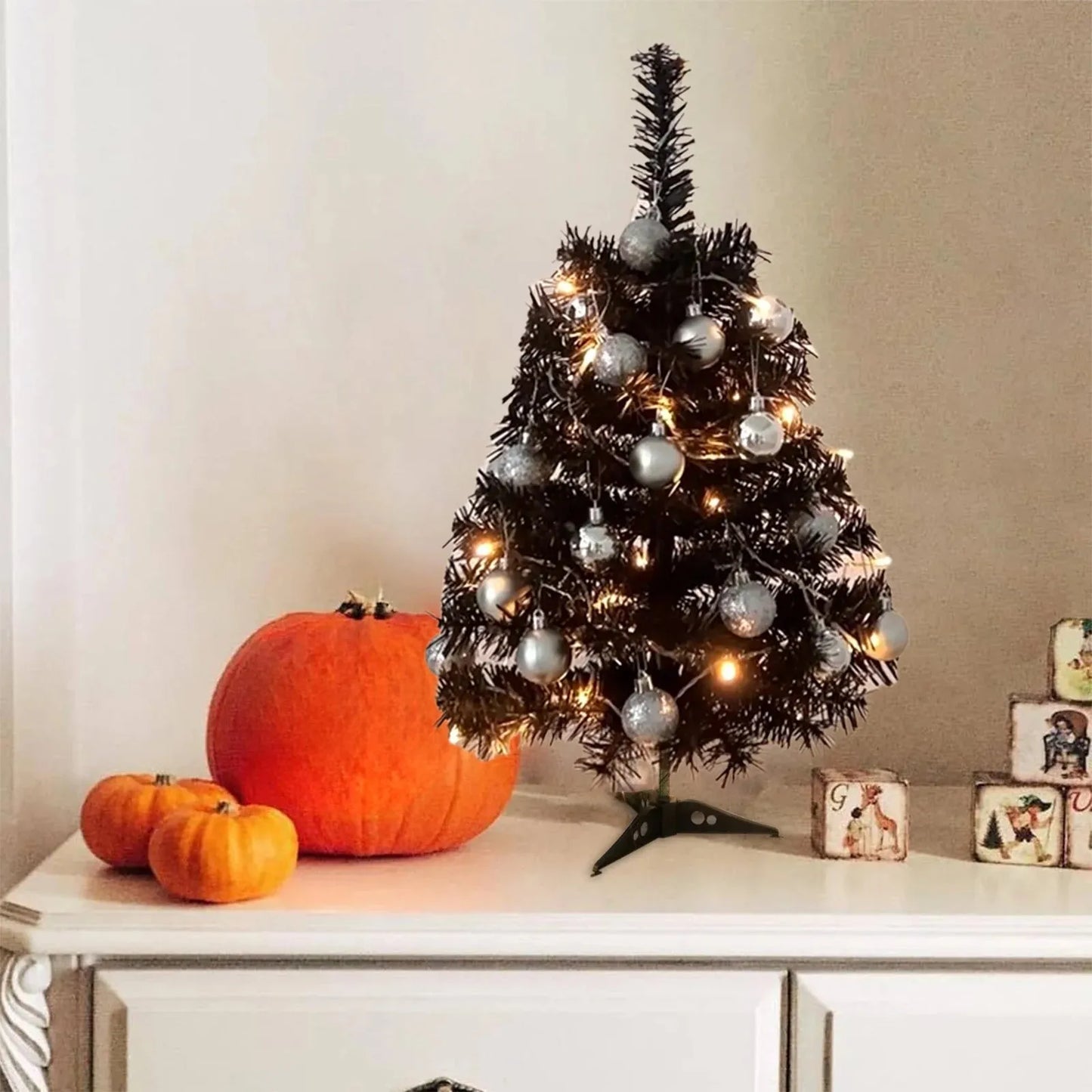 Christmas Tree, Lighted Tabletop Artificial Xmas Tree, Small Tree Ligh - Front View