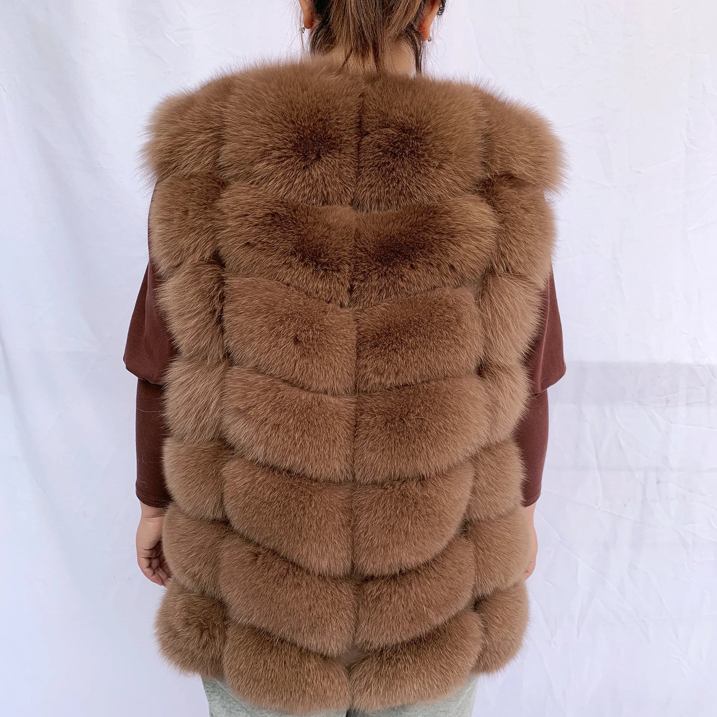 Natural fox fur vest ladies winter autumn coat warm vest made of natural fur wom - View 51