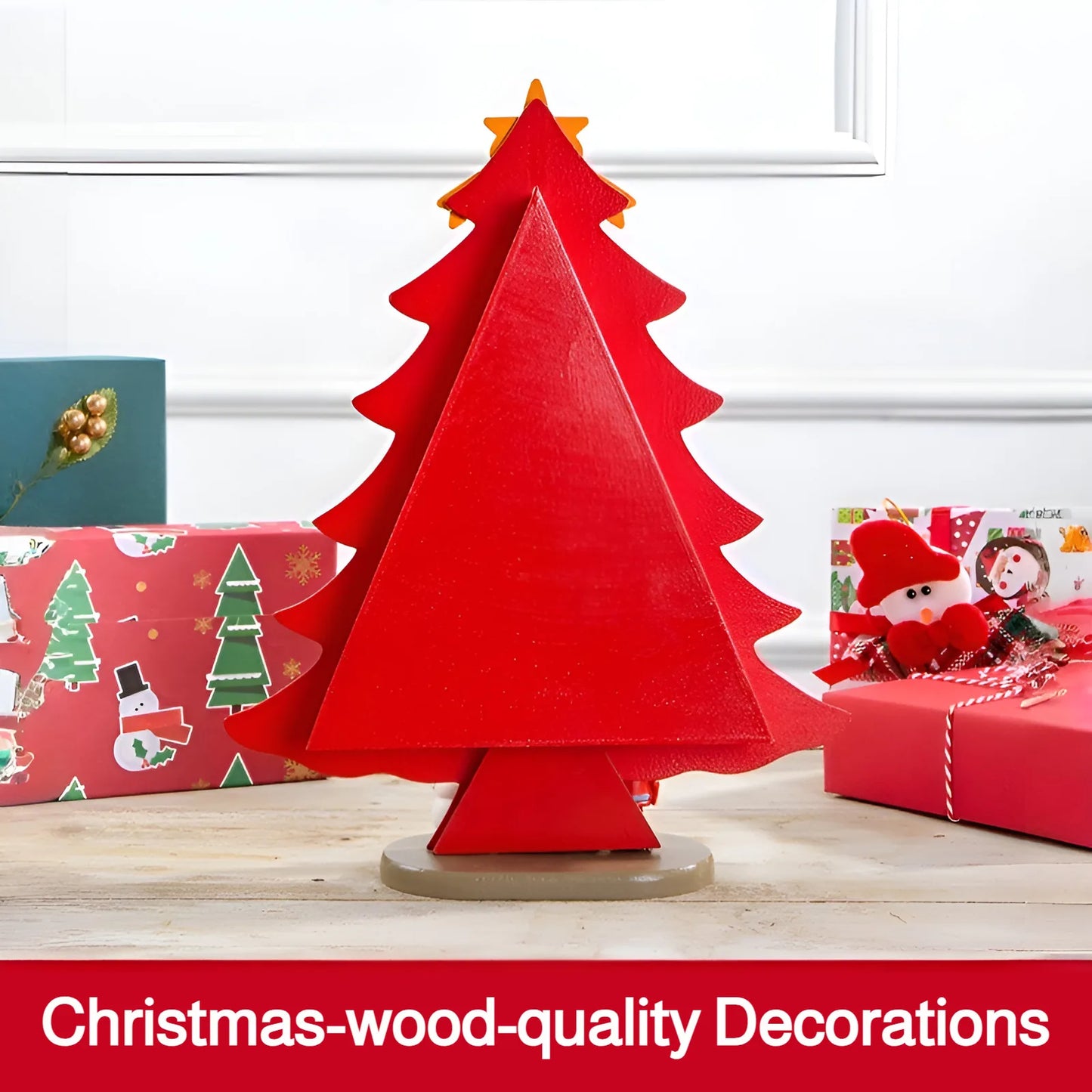 Christmas decorations small mini wooden Christmas tree DIY three-dimen - Color Variant