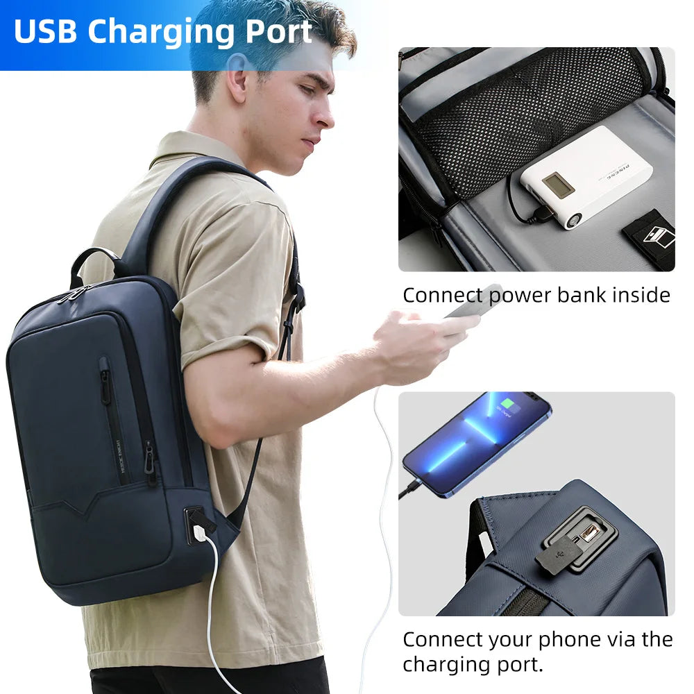 HK Slim Backpack For Men 15.6 Inch Laptop Bags Waterproof Minimalist Business Ba - View 5