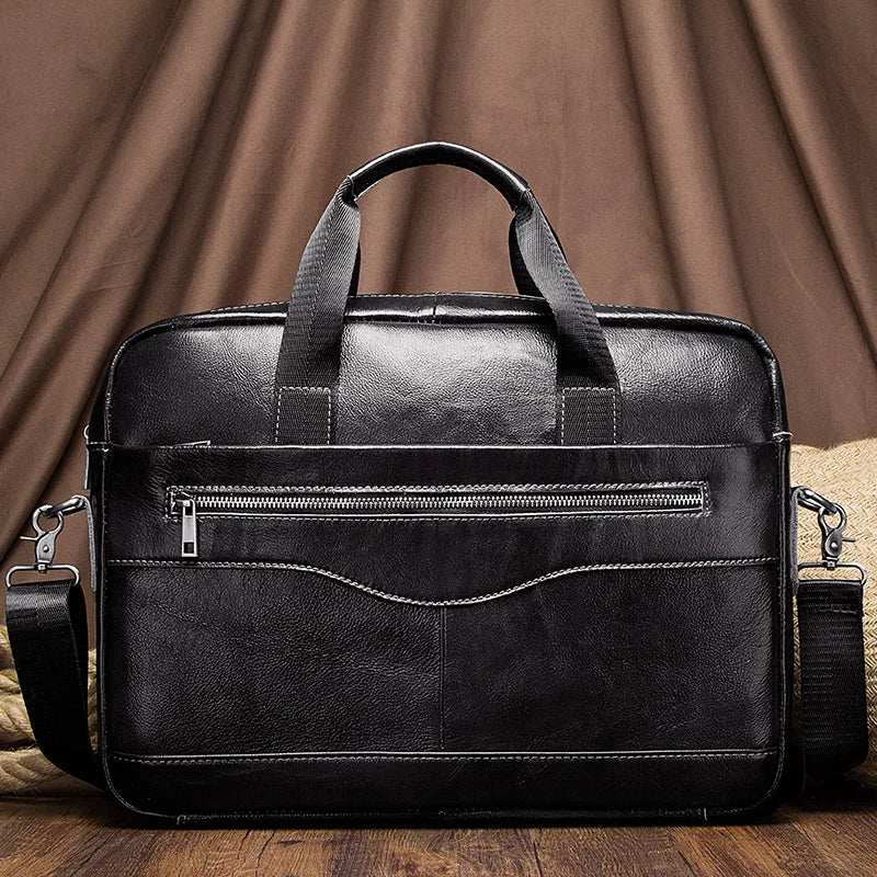 Genuine Leahther Men Briefcase Portable Office Handbag for L...