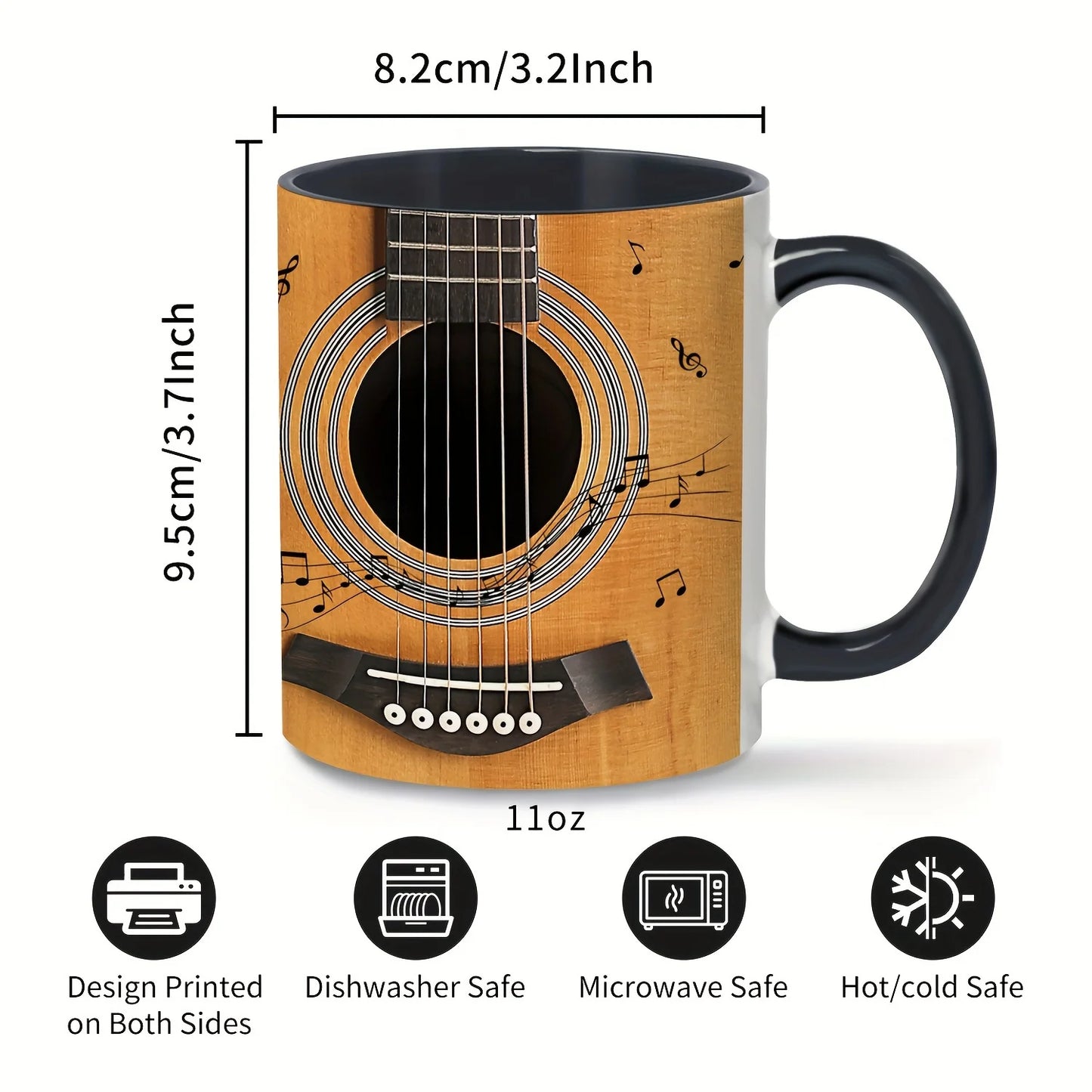 Guitar Lovers Ceramic Mug Musical Notes Novelty Cups Gift for Music Lovers Frien - View 5