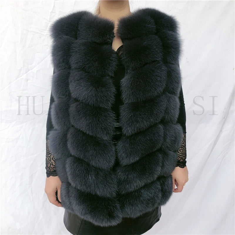 Natural fox fur vest ladies winter autumn coat warm vest made of natural fur wom - View 34