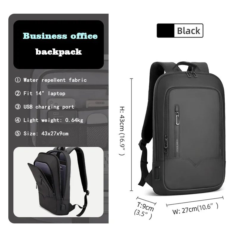 HK Slim Backpack For Men 15.6 Inch Laptop Bags Waterproof Minimalist Business Ba - View 26