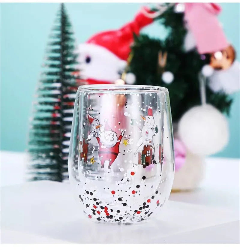 Christmas Double Wall Glass Cup Heat-resistant Water Cup Christmas Tre - Material Detail
