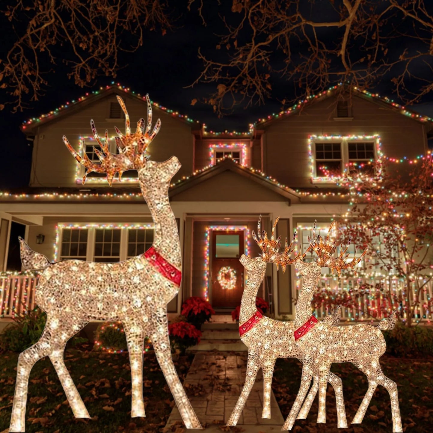 Christmas Outdoor Cute Deer Lighting ,Lighted Christmas Deer Sleigh Ou - Interior View