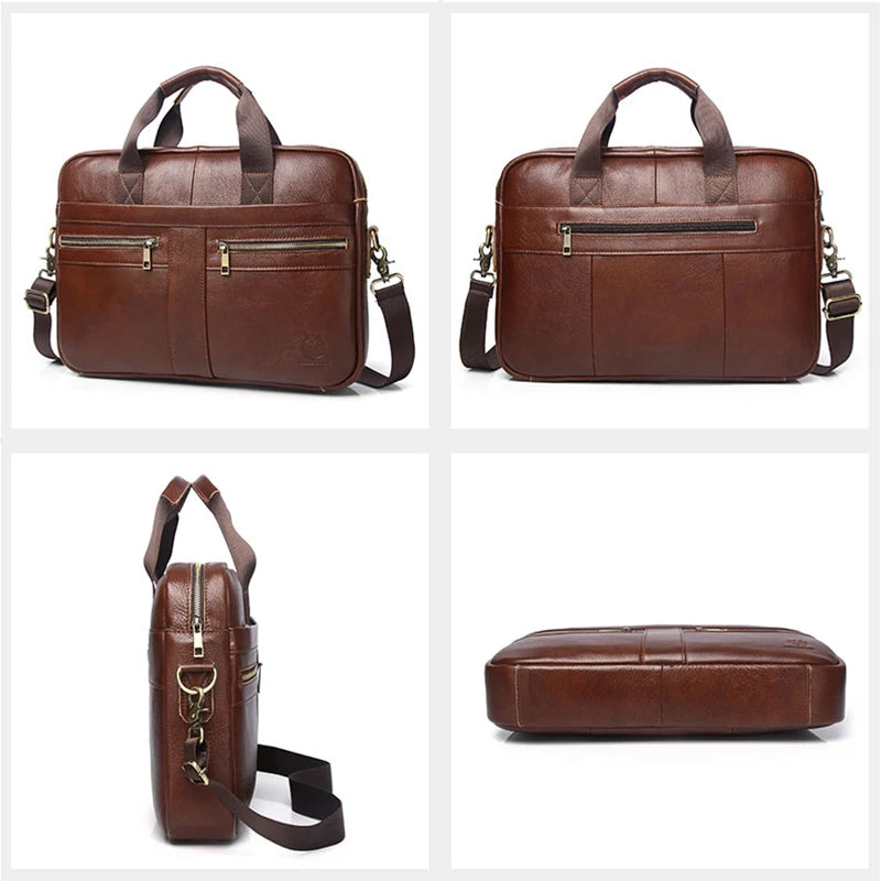 SCHLATUM Genuine Leather Briefcases Hard For Men 15.6 Inch Office Bussiness Comp - Side View