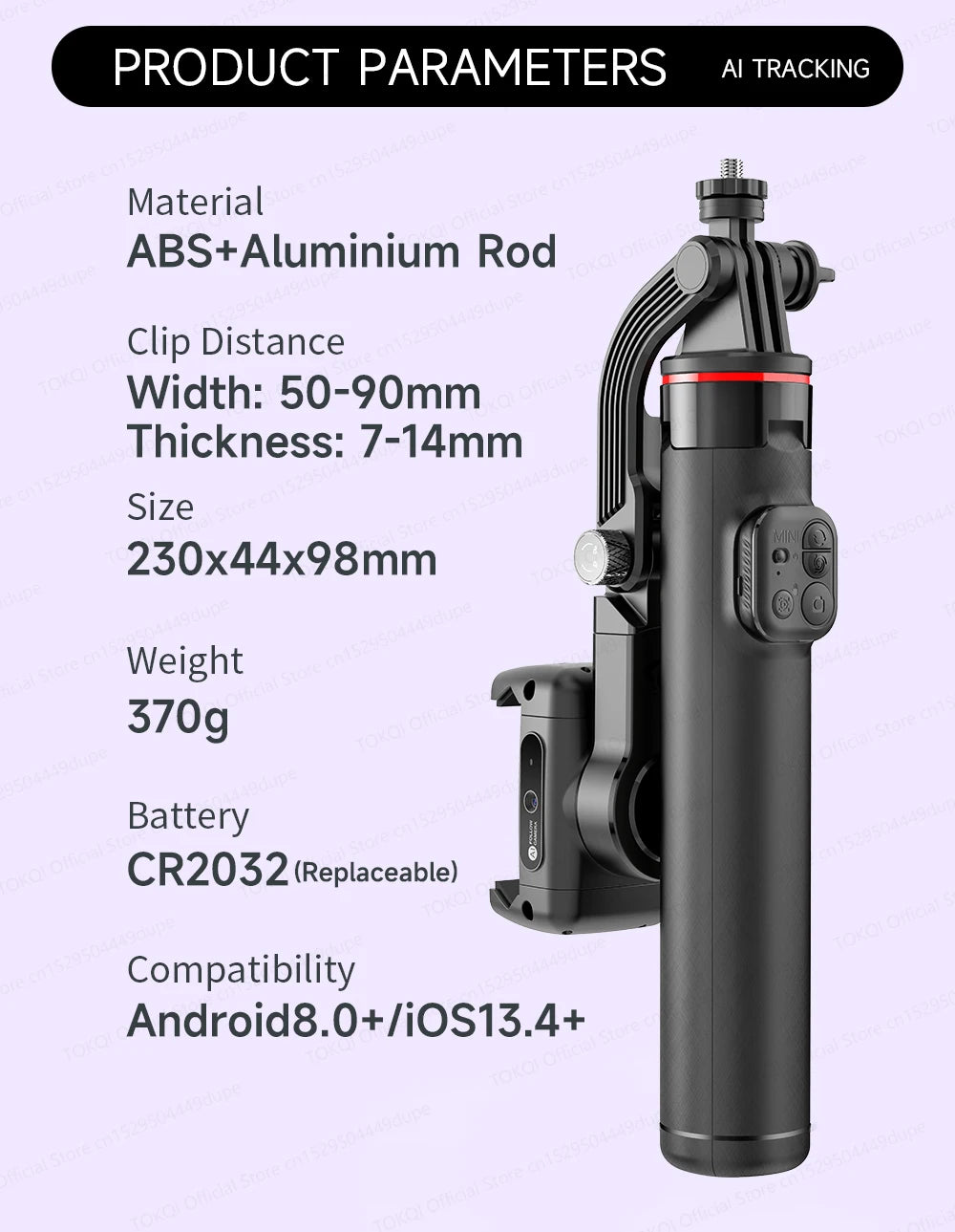 AI Tracking Deskpot Gimbal Tripod with Extendable Selfie Stick for Mob - View 39