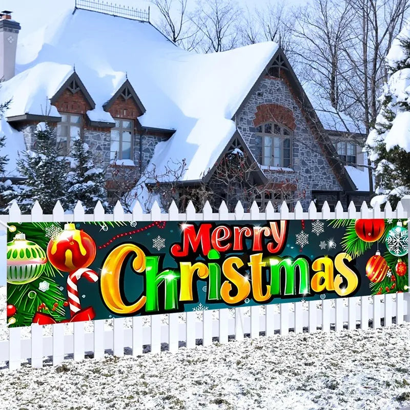 Christmas Outdoor Banner Merry Christmas Decorations For Home 2025 Out - Front View
