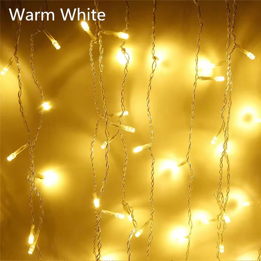 Christmas Garland LED Curtain Icicle Lights Festoon LED Light Droop Wa - Full View