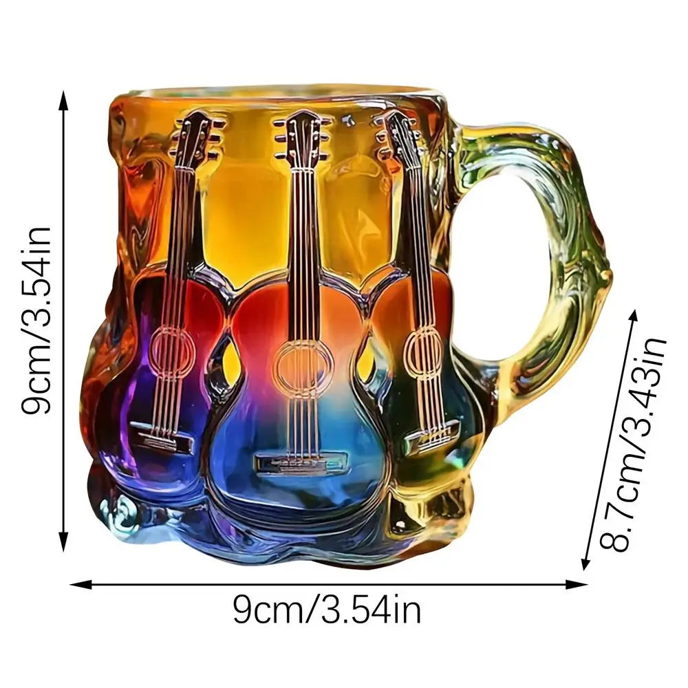 Guitar Mug Novelty Music Themed Mug Cup Latte Milk Hot Cocoa Beverages Glasses N - Back View