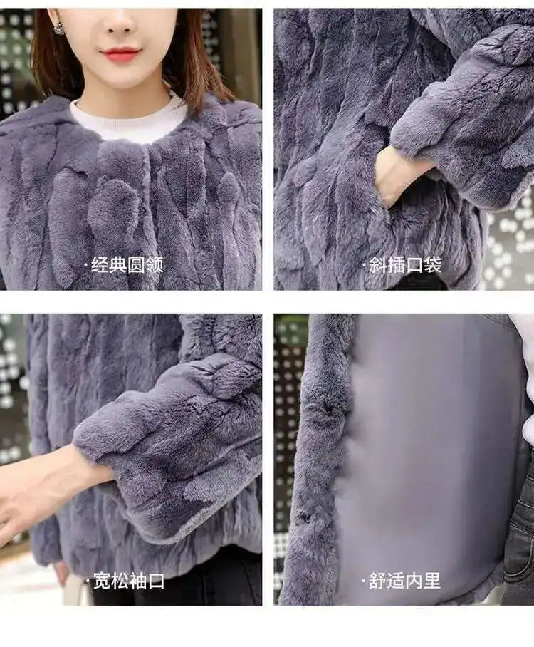 Real Rabbit Fur Coat Women Winter Jacket Short Loose Size Thick Warm Fluffy Coat - View 8