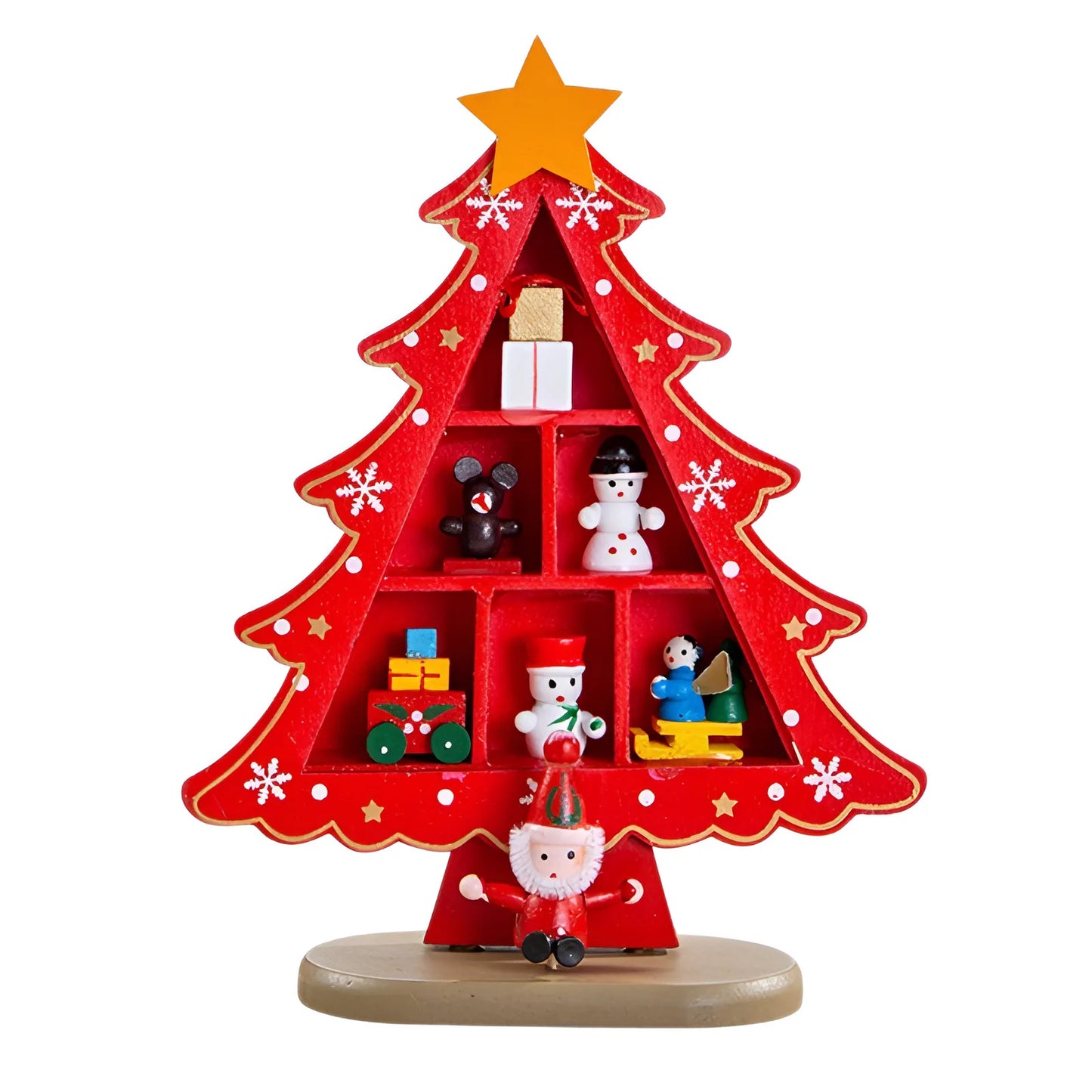 Christmas decorations small mini wooden Christmas tree DIY three-dimen - View 24
