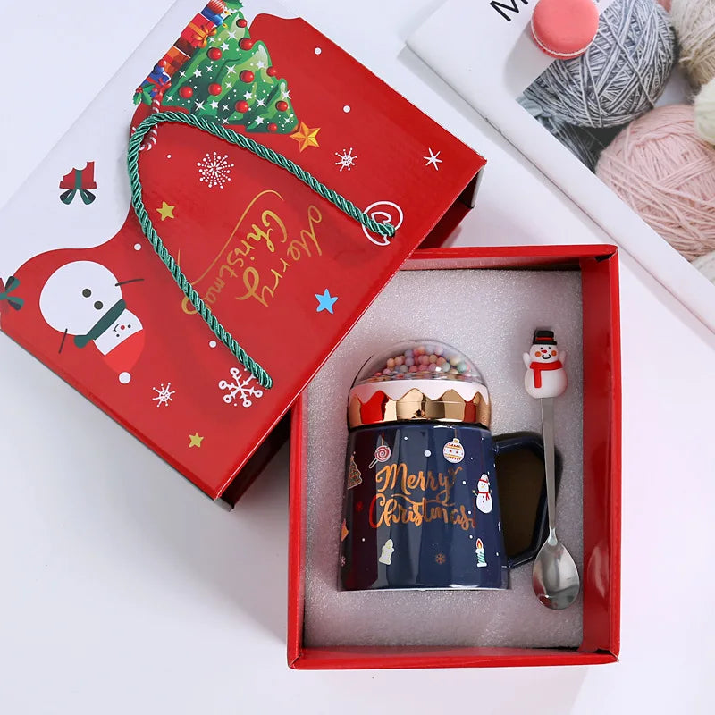Christmas Mugs with lid and Santa Claus spoon Creative Planet Ceramic - View 21