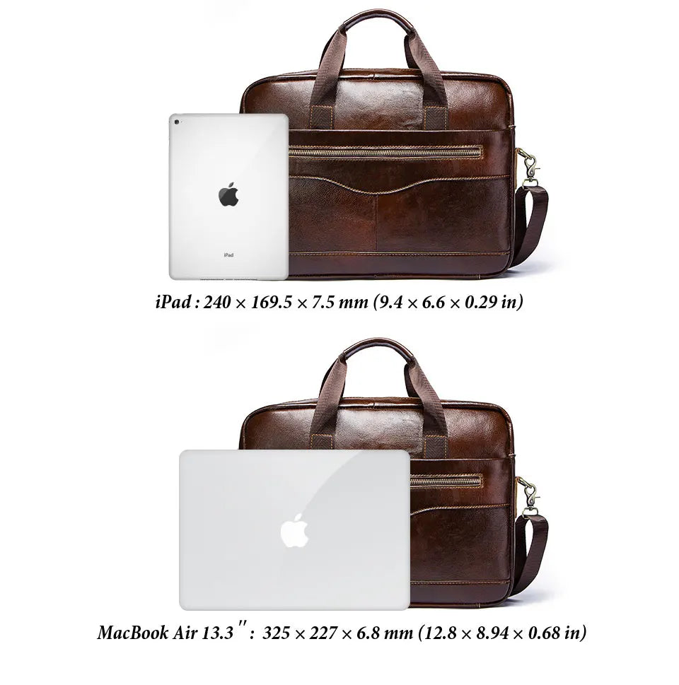 Genuine Leahther Men Briefcase Portable Office Handbag for L...
