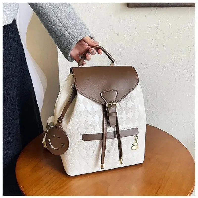 Women Backpack Soft Pu Leather Black Casual Multifunctional College Bag Capacity - Back View