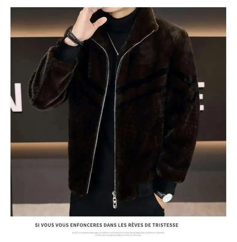High Quality Gold Mink Fur Thick Woolen Fur Jacket Jaqueta De Couro Masculina Wi - View 9