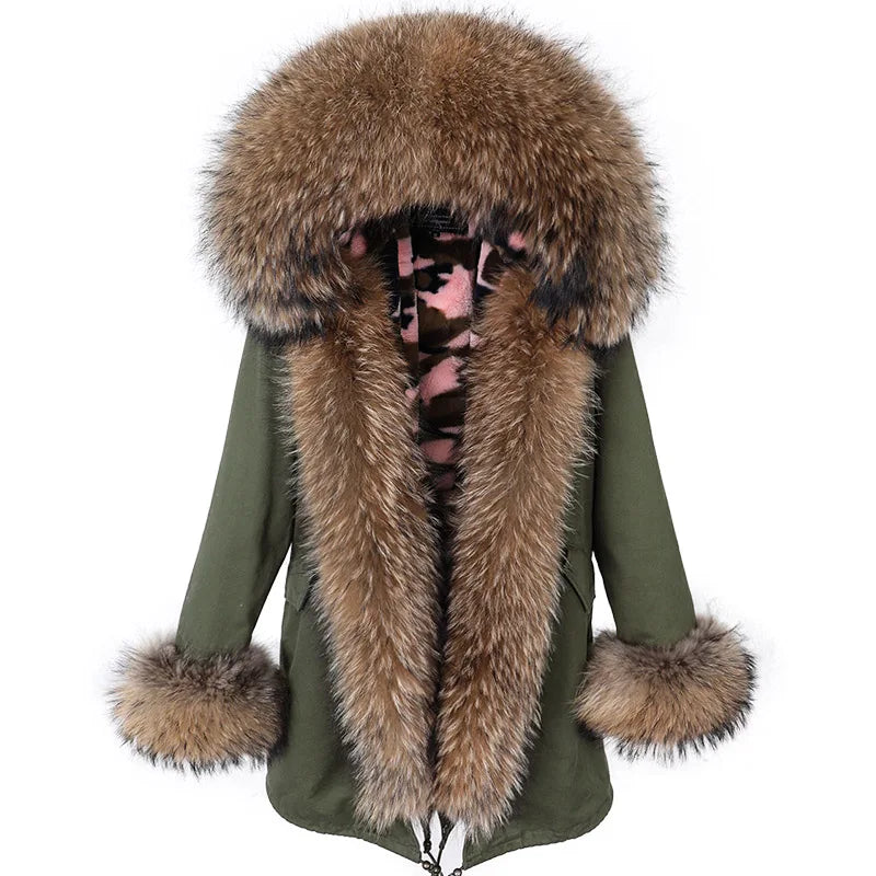 MAOMAOKONG 2024 Winter Women Coat Natural Fox Fur Collar Cuff Black Jackets Outw - View 72