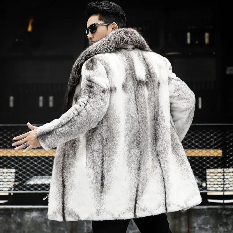 -10 degrees Celsius cold resistant and warm mink fur coat for men's wi - Back View