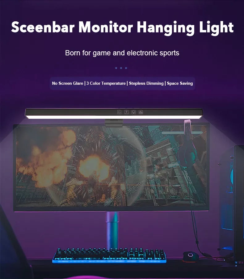 Curved Screen Hanging Light Bar RGB Desktop Background Atmosphere Lamp 3-Color E - View 9