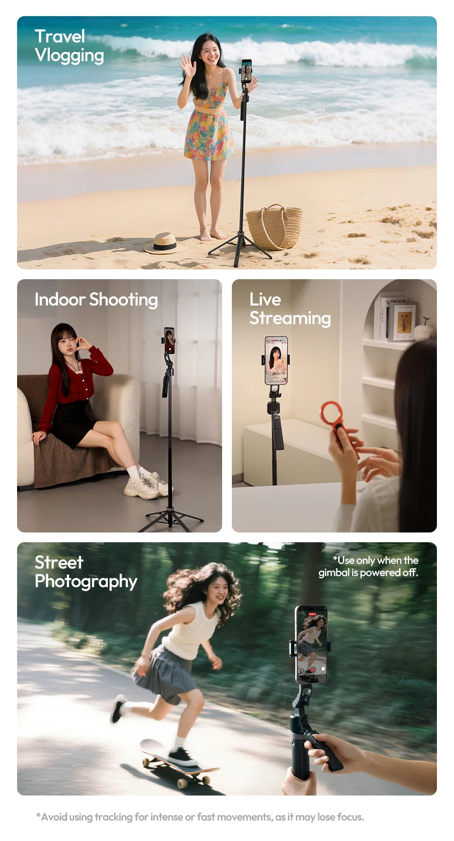 Ulanzi TT23 Auto-Tracking Selfie Stick Tripod for Travel Vlo...