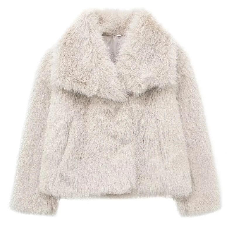 HXAO White Faux Fur Coat 2024 Woman New in coats Autumn Winter Fur Plush Fluffy - View 13