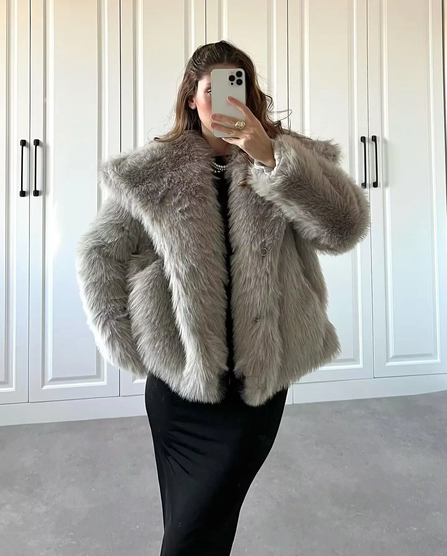 HXAO Winter Faux Fur Coat 2024 Woman New in coats Autumn Fur Plush Fluffy Jacket - View 8