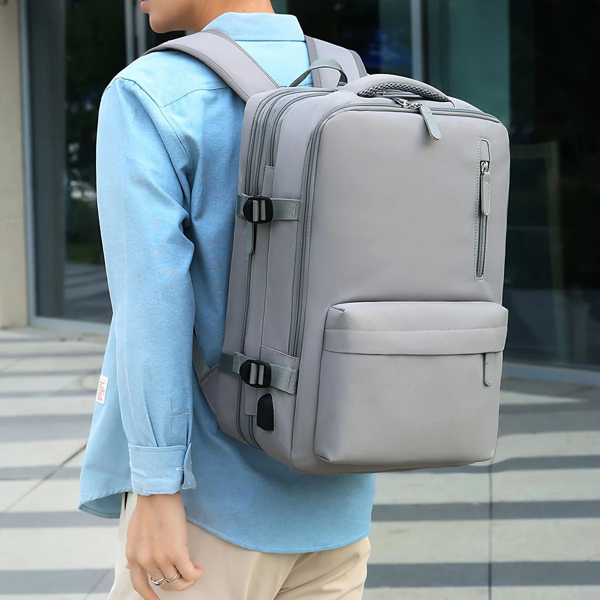 Expandable Backpack Men's Large-Capacity School Bag Business Trip Portable Lugga - View 12