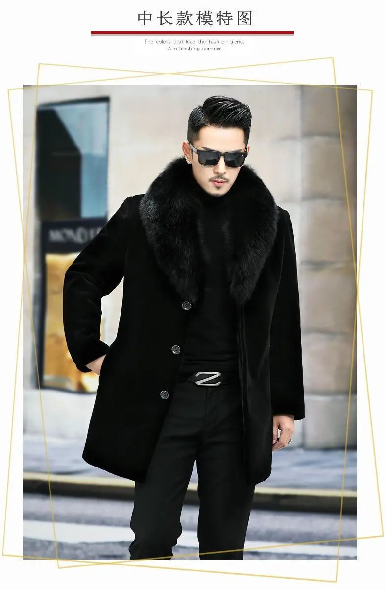 New fur coat with wide collar, whole mink winter thickened, long imitation mink - View 12