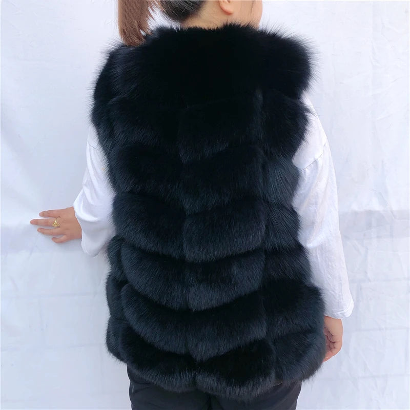 Natural fox fur vest ladies winter autumn coat warm vest made of natural fur wom - View 10
