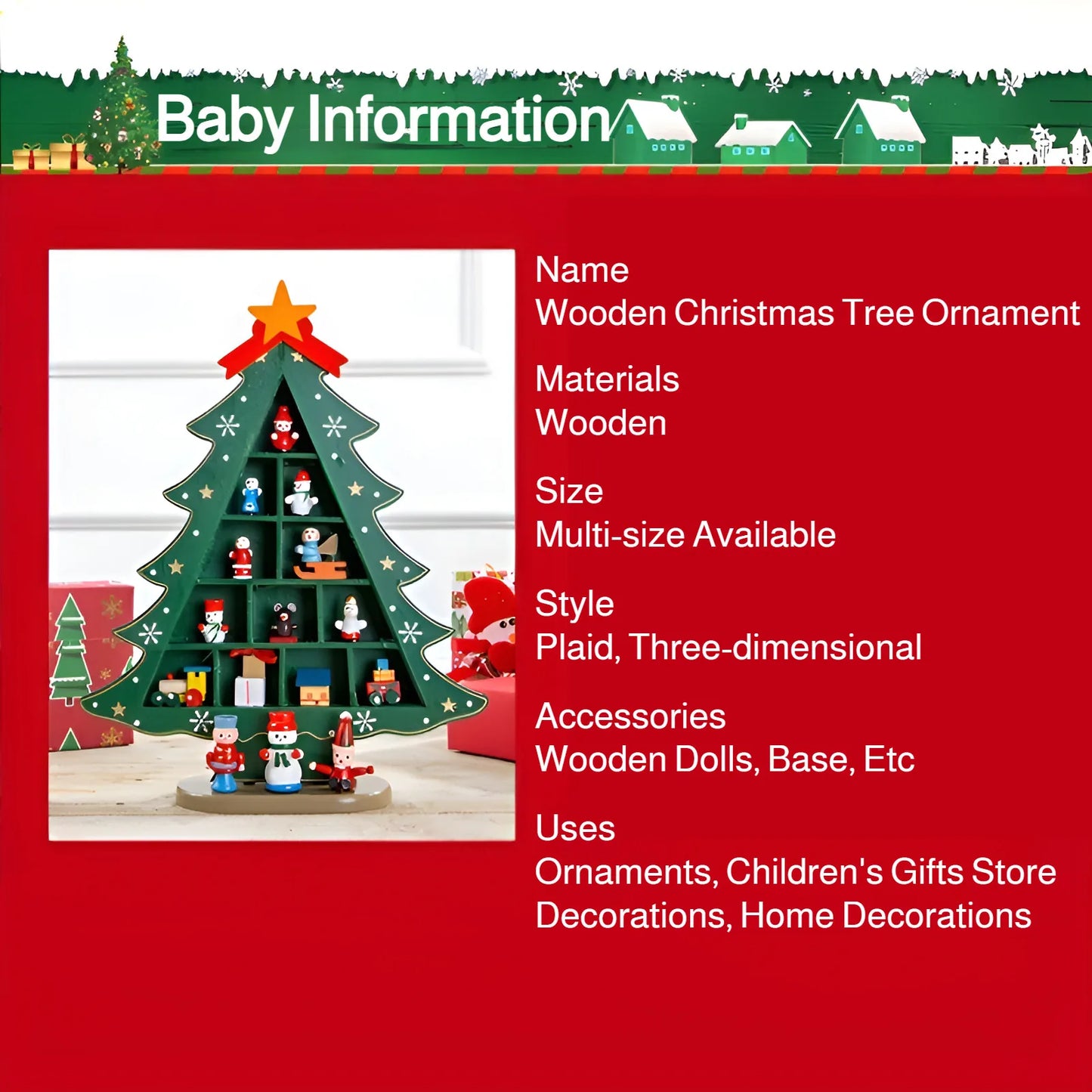 Christmas decorations small mini wooden Christmas tree DIY three-dimen - Lifestyle View