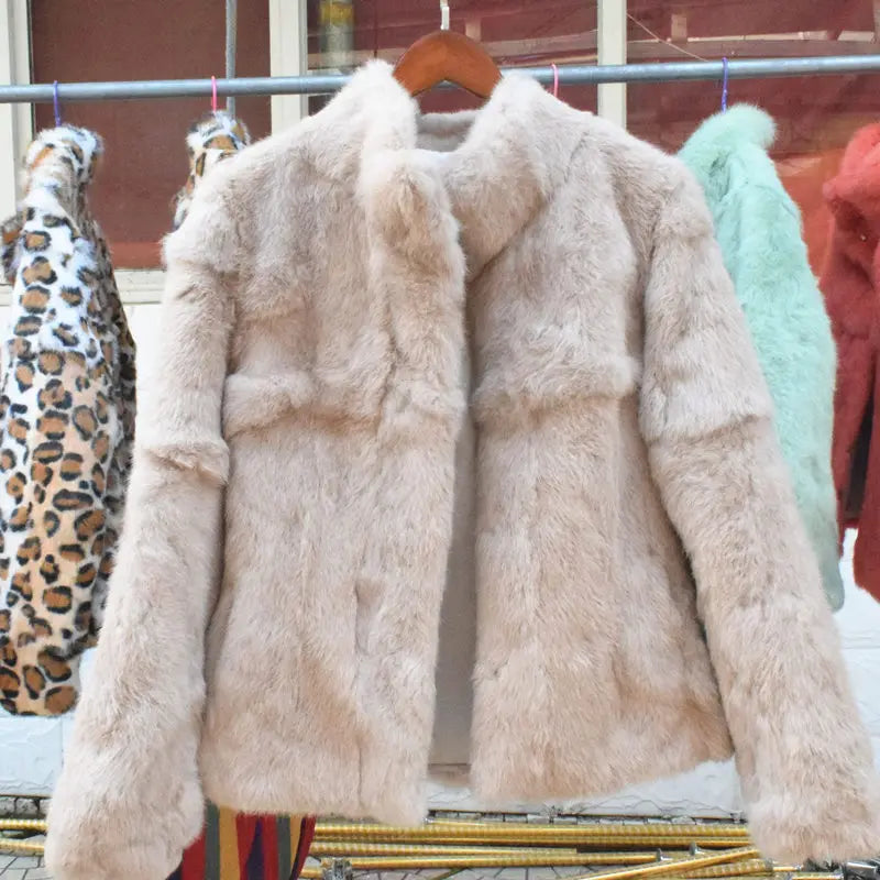 Fancy Rani Natural Rabbit Fur Coat Women Winter Jacket Real Leather And Fur Wome - View 23