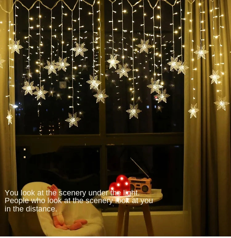 Christmas Light 3.5m Led Snowflake Garland Curtain String Fairy Lights - Texture Detail