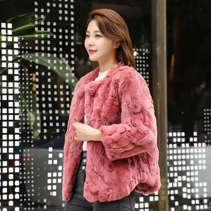 Real Rabbit Fur Coat Women Winter Jacket Short Loose Size Thick Warm Fluffy Coat - View 38