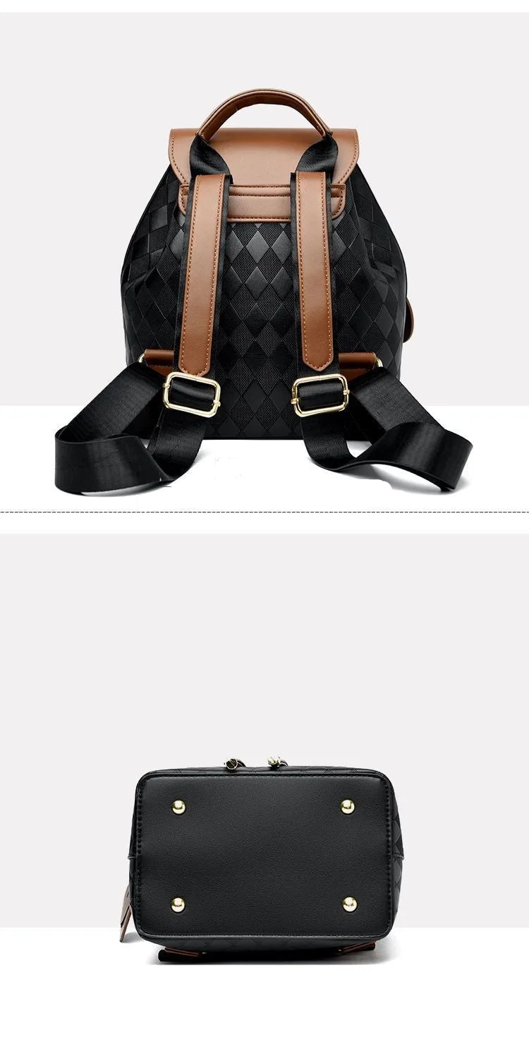 Women Backpack Soft Pu Leather Black Casual Multifunctional College Bag Capacity - View 6
