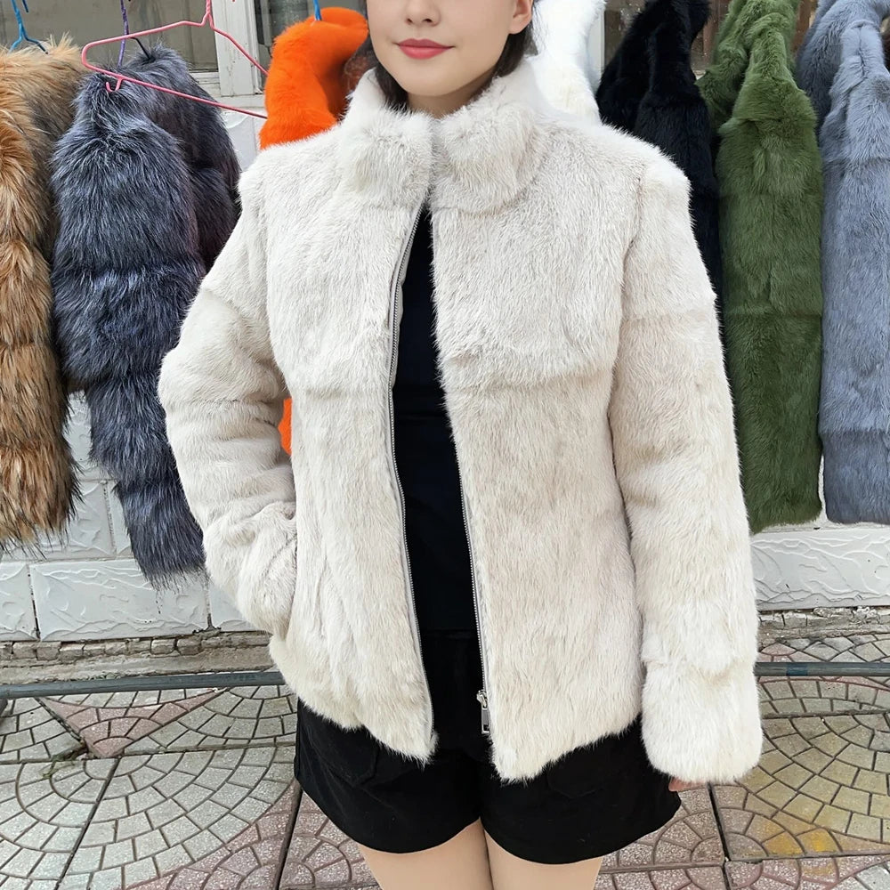 Fancy Rani Natural Rabbit Fur Coat Women Winter Jacket Real Leather And Fur Wome - View 67