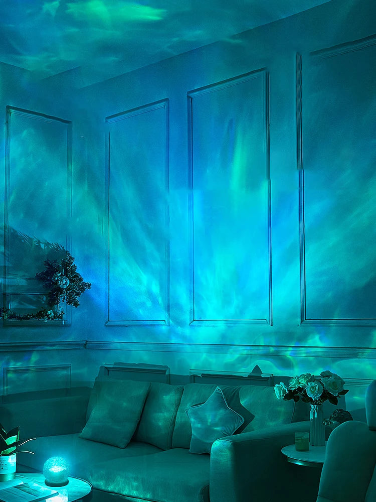 2025 New Water Ripple Projector Night Light Crystal Mood Lamp Home Bed - Full Setup View