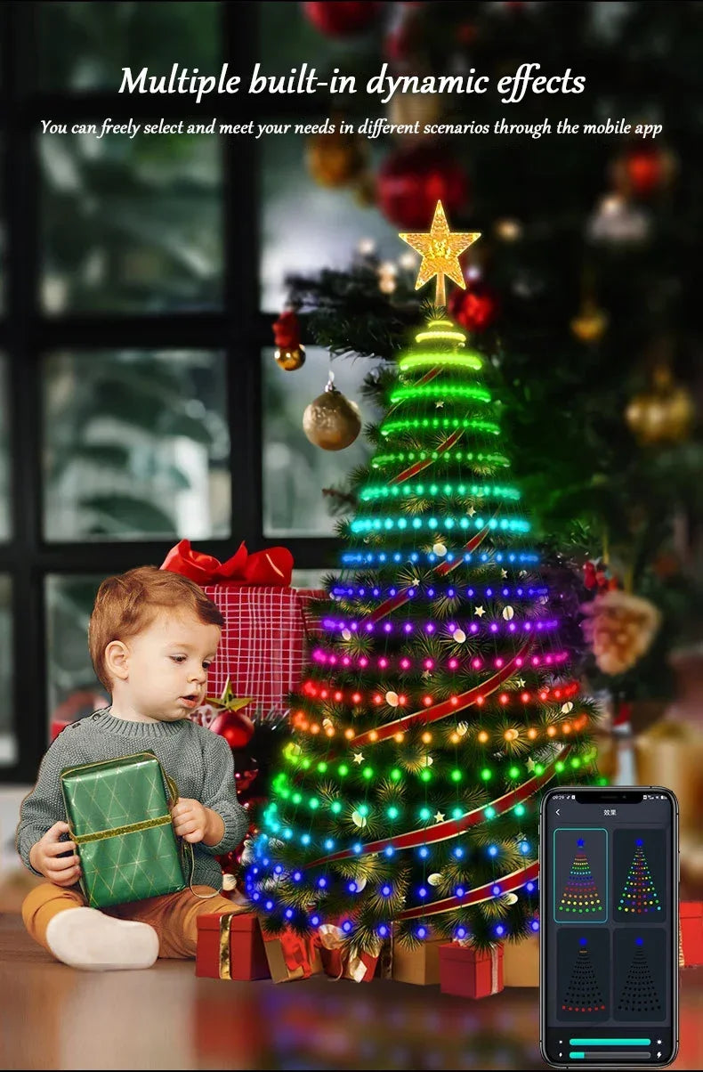Smart Christmas Tree Lights App DIY Text Pictures Music Rhythm LED RGB String Li - View 12