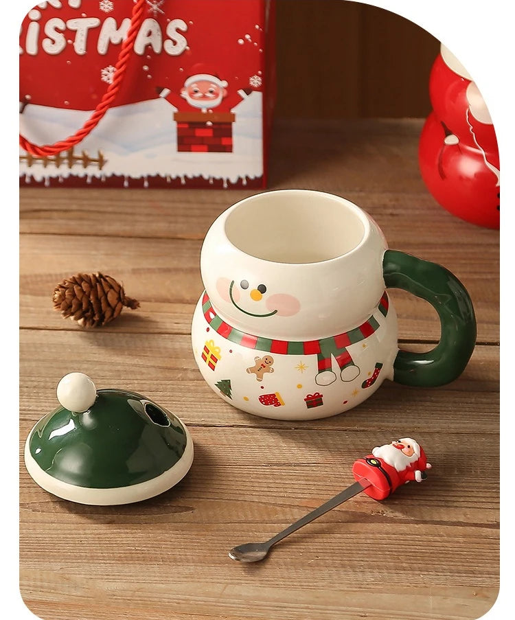 Creative Christmas Ceramic Cup Cartoon Snowman Mugs Gift Box for Christmas Household Coffee Mug Milk Cup - Image 9