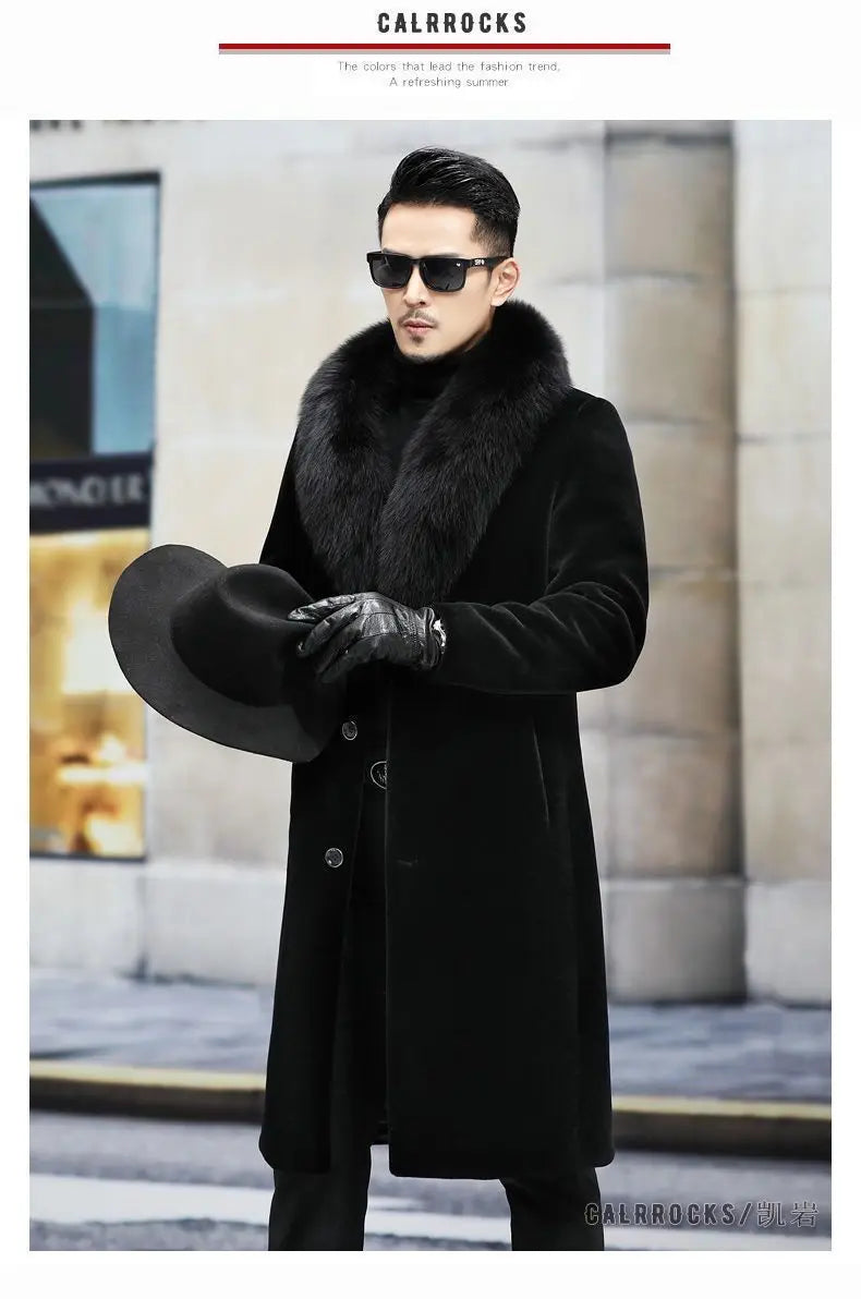 New fur coat with wide collar, whole mink winter thickened, long imitation mink - View 6